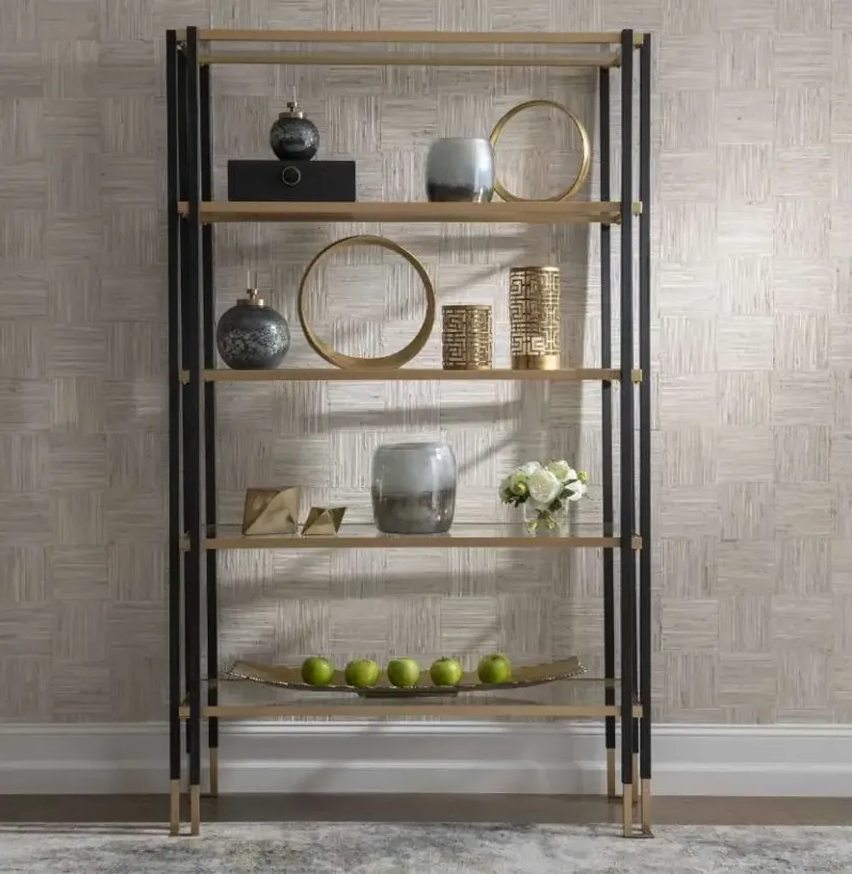 Uttermost Kentmore Black/Gold Etagere Bookcase