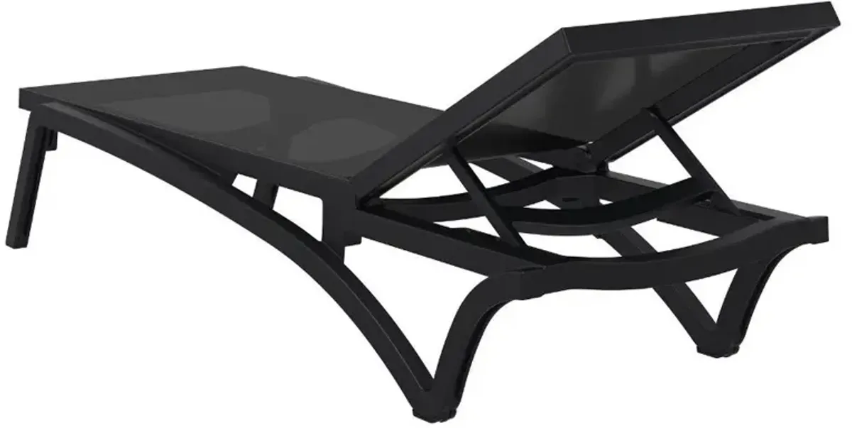 Compamia Pacific Sling Chaise Lounge Chair Black Frame Black Sling