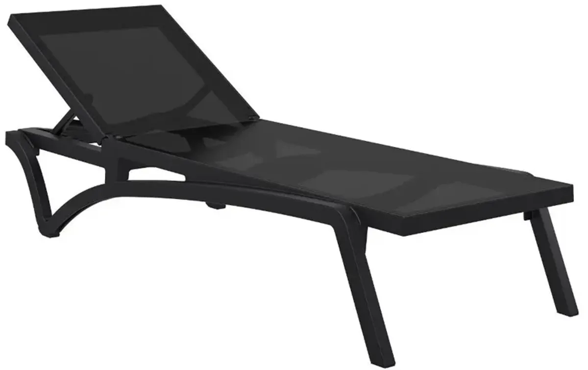 Compamia Pacific Sling Chaise Lounge Chair Black Frame Black Sling