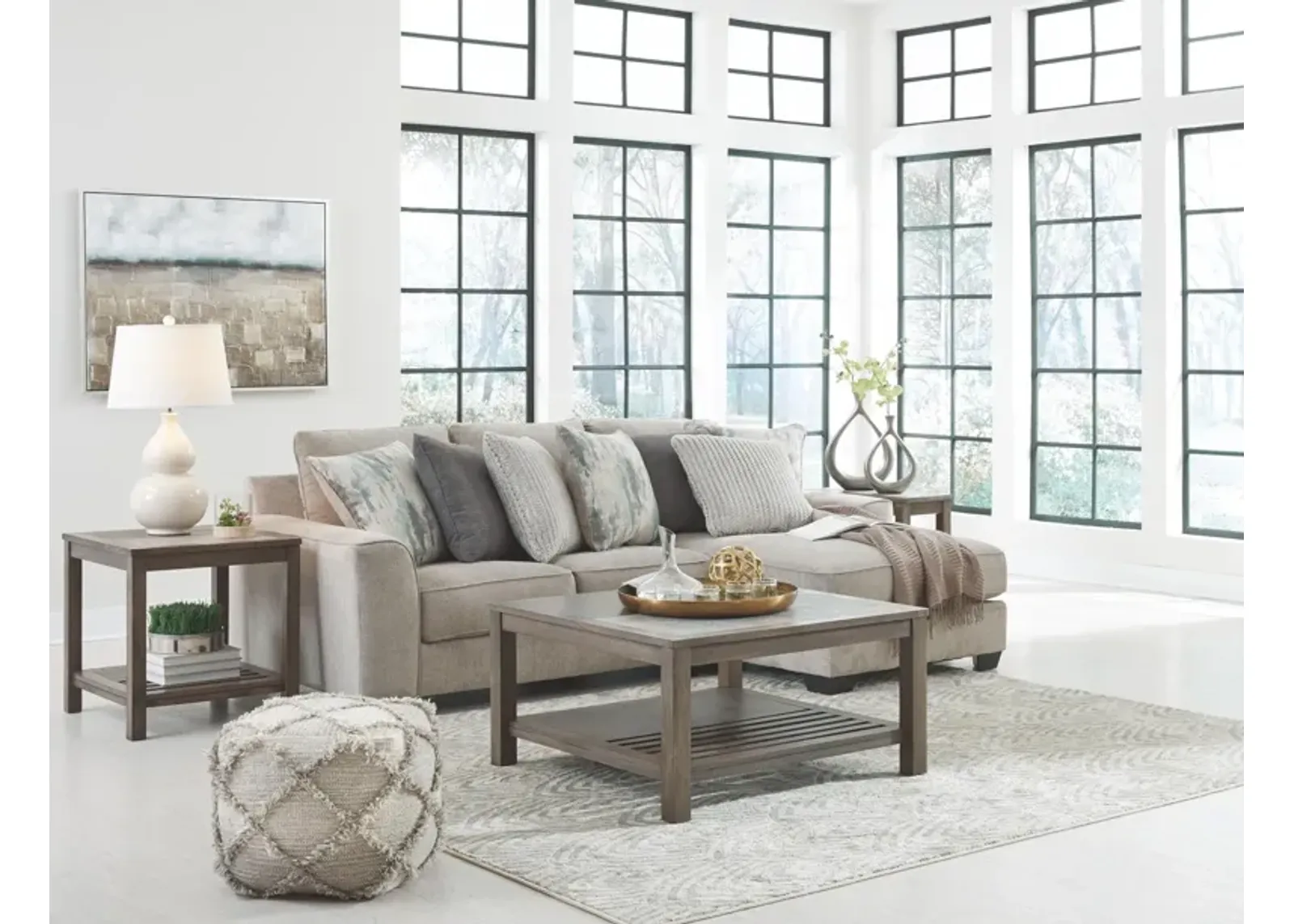 Ashley Ardsley 2-Piece Sectional Sofa with Chaise Right-Arm Facing Pewter