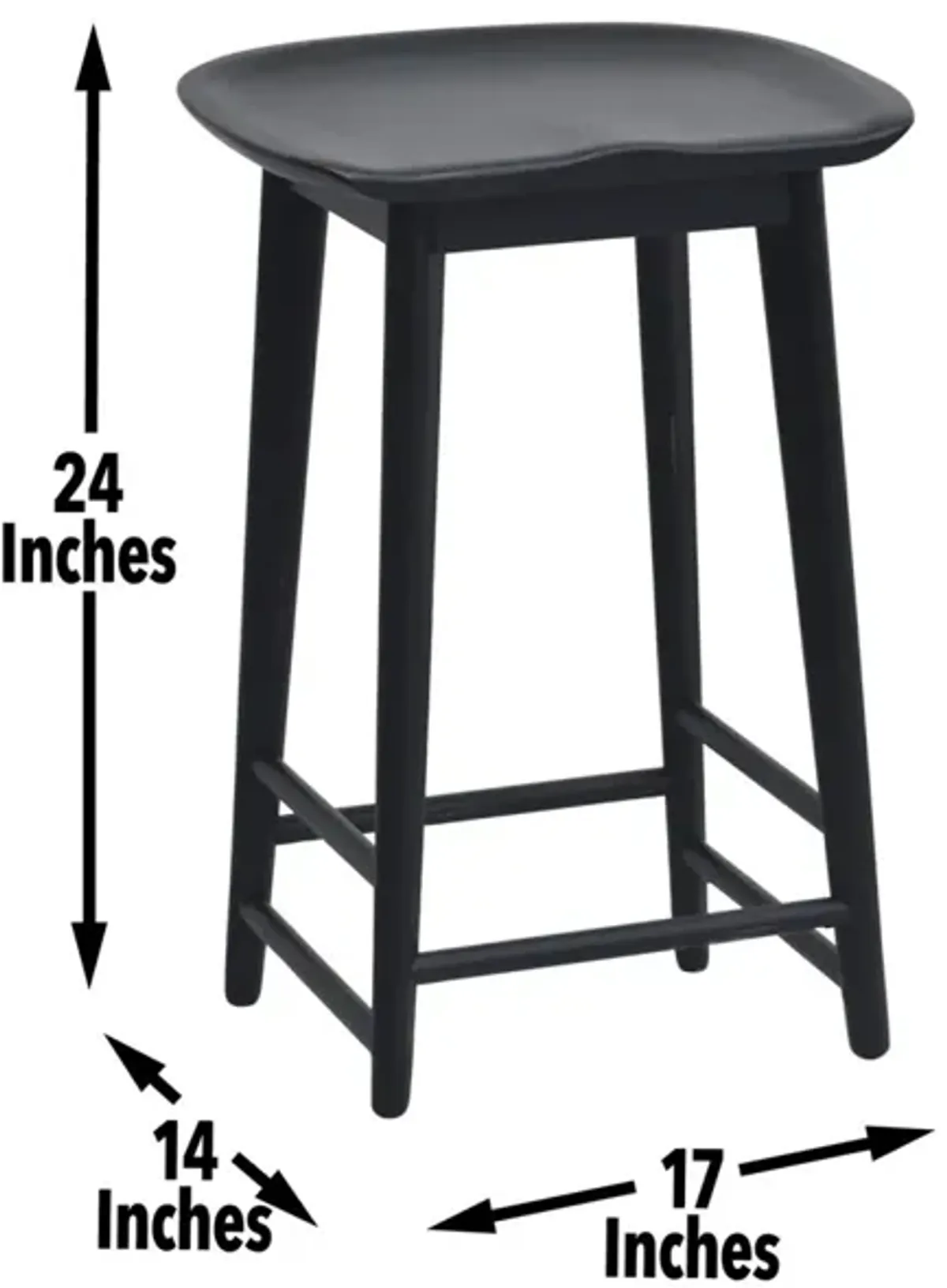 HILTON 24 INCH BACKLESS COUNTER HEIGHT STOOL BLACK