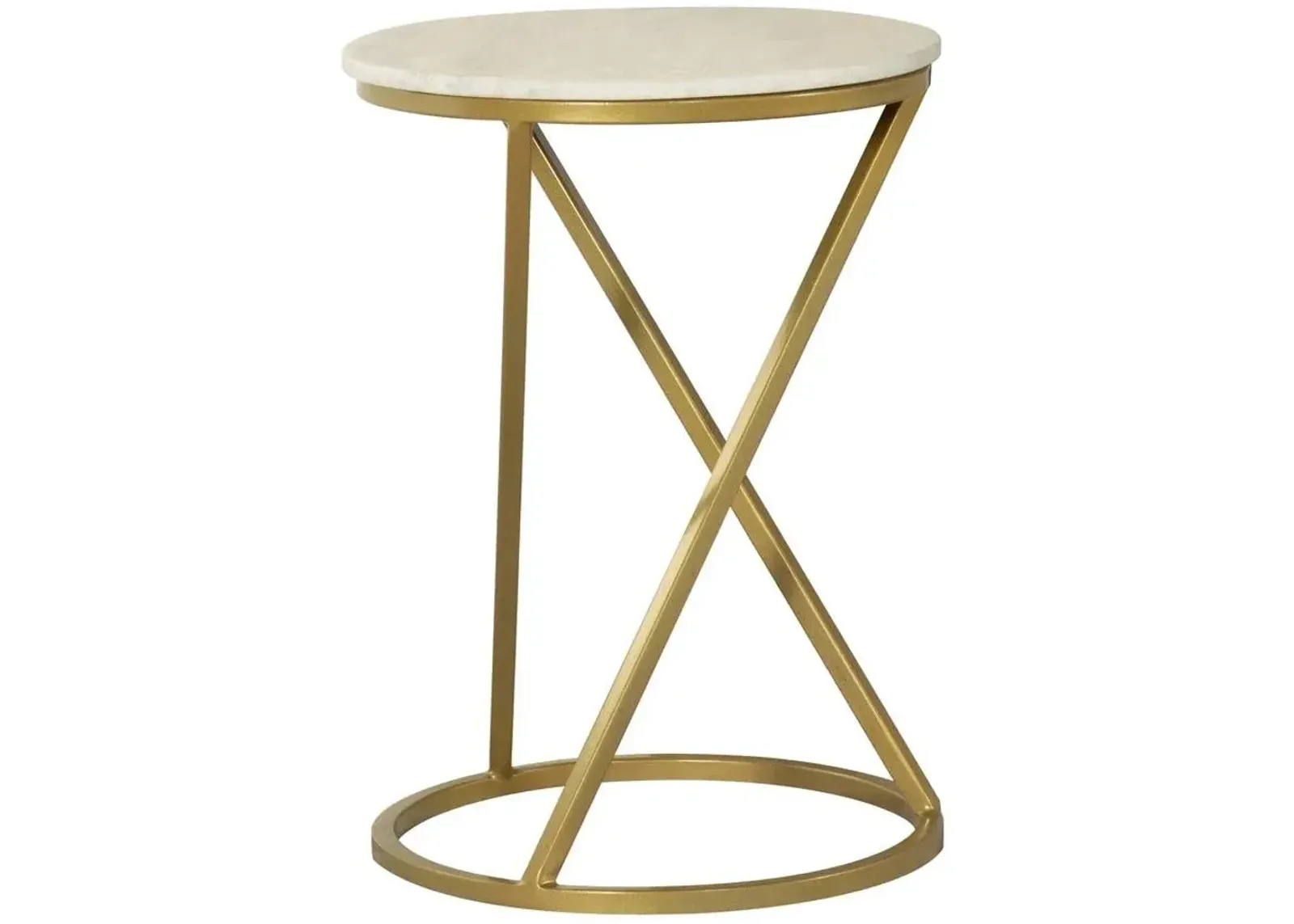 Coaster Malthe Round Marble Top Accent Side White & Antique Gold