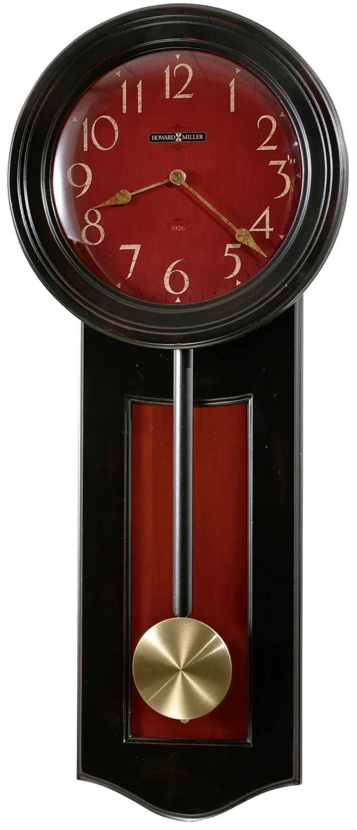 Howard Miller Alexi Black & Red Wall Clock with Brass Finish