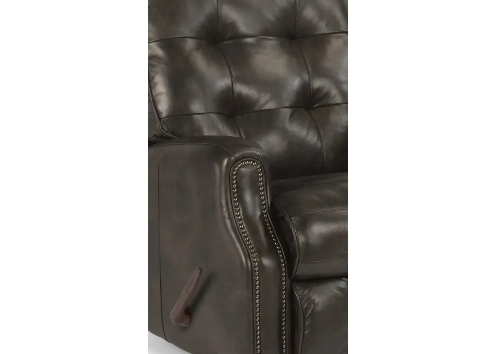 DEVON BLACK LEATHER MANUAL RECLINER WITH NAILHEAD TRIM