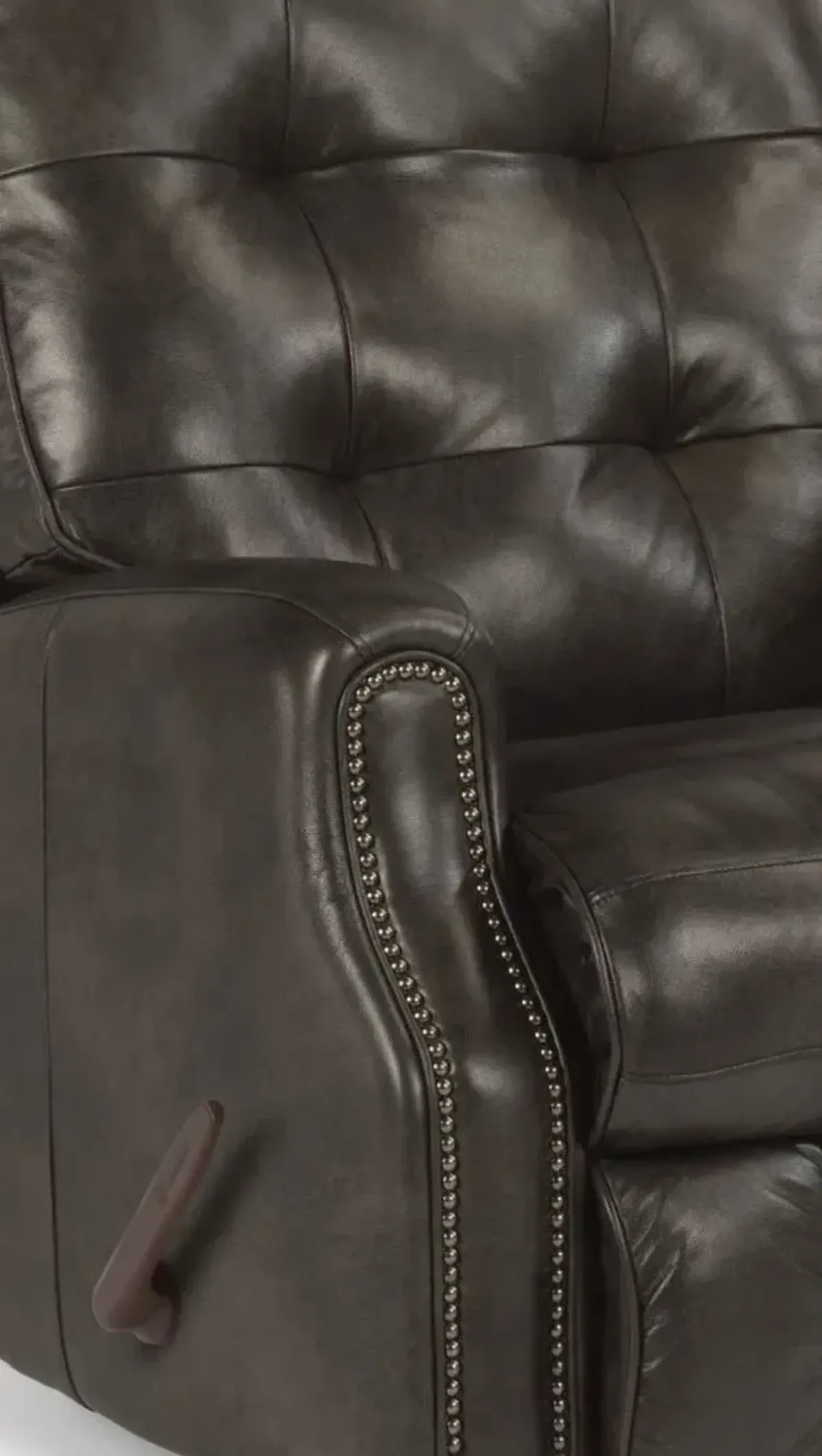 DEVON BLACK LEATHER MANUAL RECLINER WITH NAILHEAD TRIM