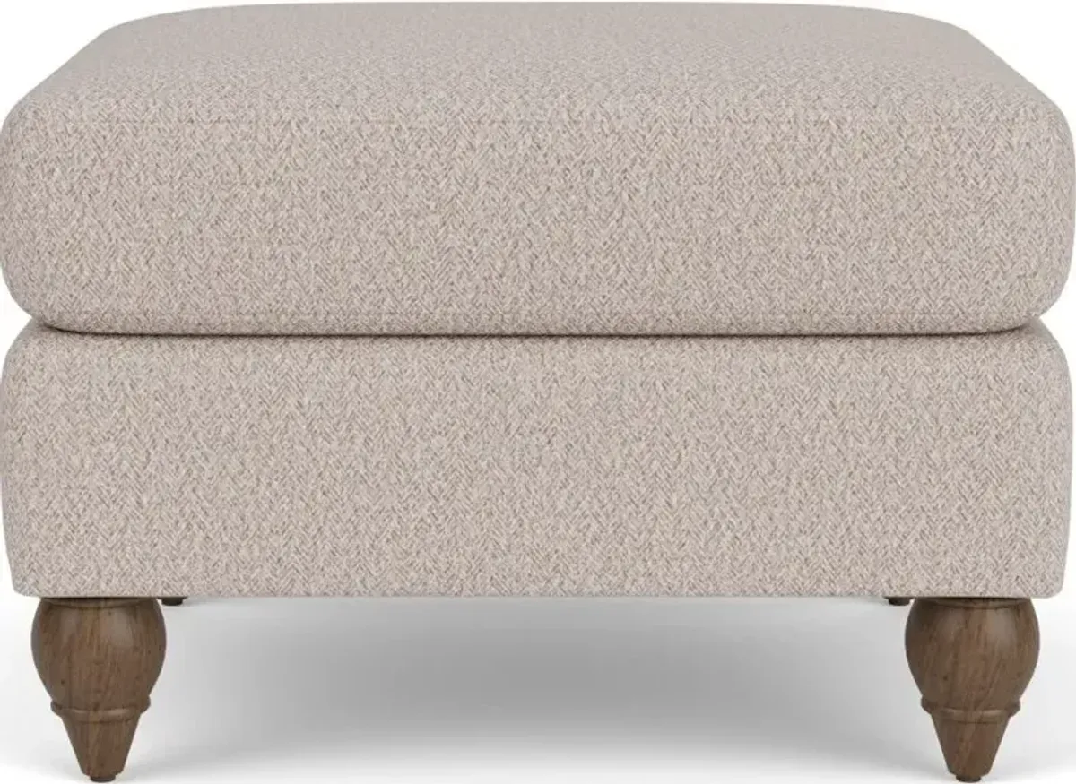 MOXY LINEN OTTOMAN WITH ROUND LEGS