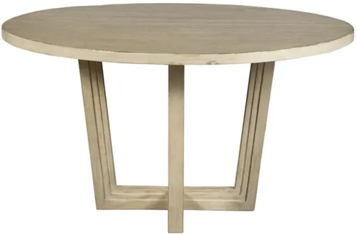 SILAS WHITE WASHED 54 INCH ROUND DINING TABLE