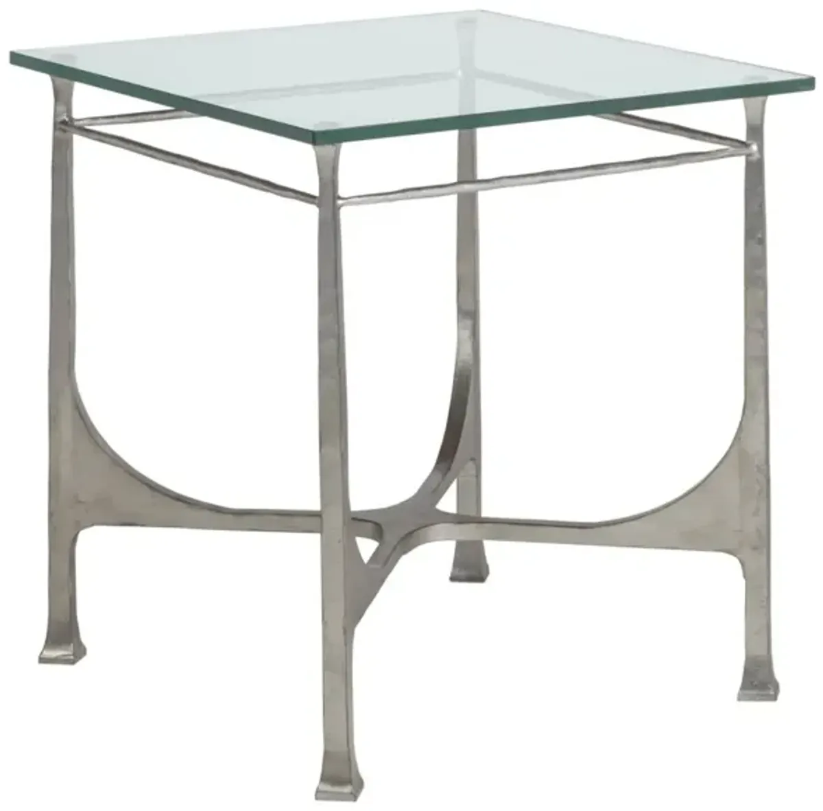 Artistica Home by Lexington Metal Designs Bruno 25 Inch Square Metal End Table Silver Leaf/Clear