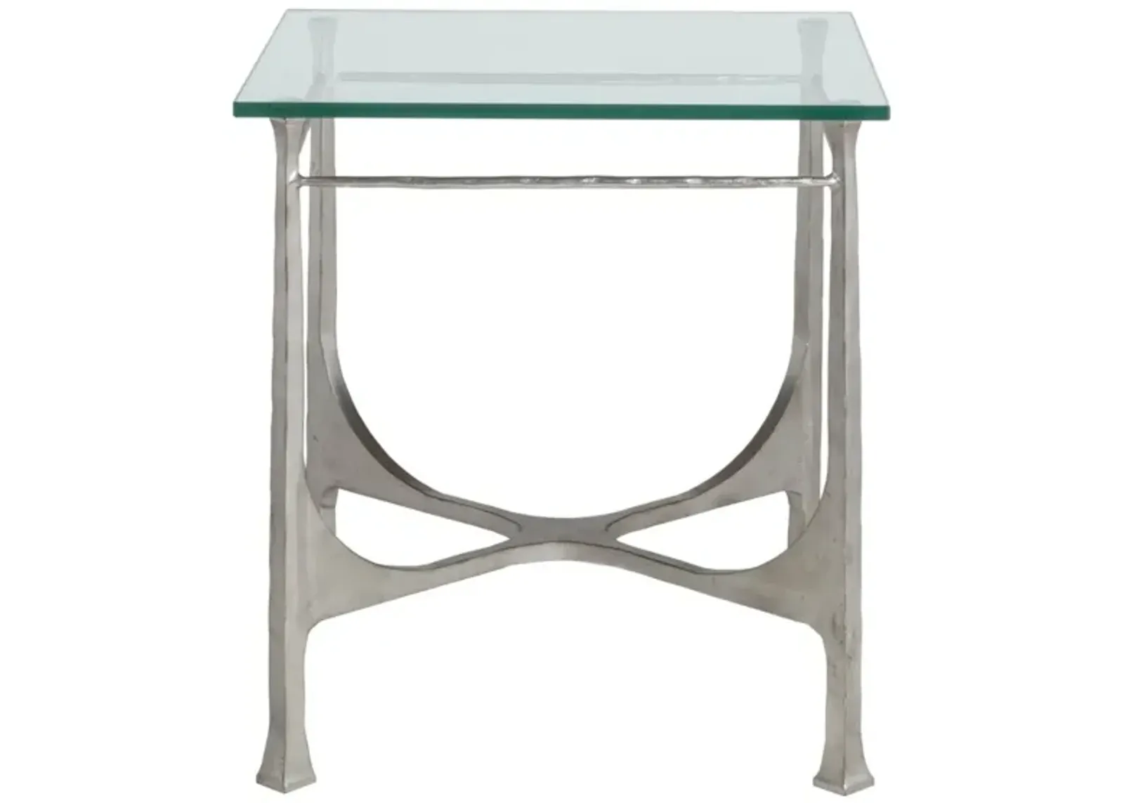 Artistica Home by Lexington Metal Designs Bruno 25 Inch Square Metal End Table Silver Leaf/Clear