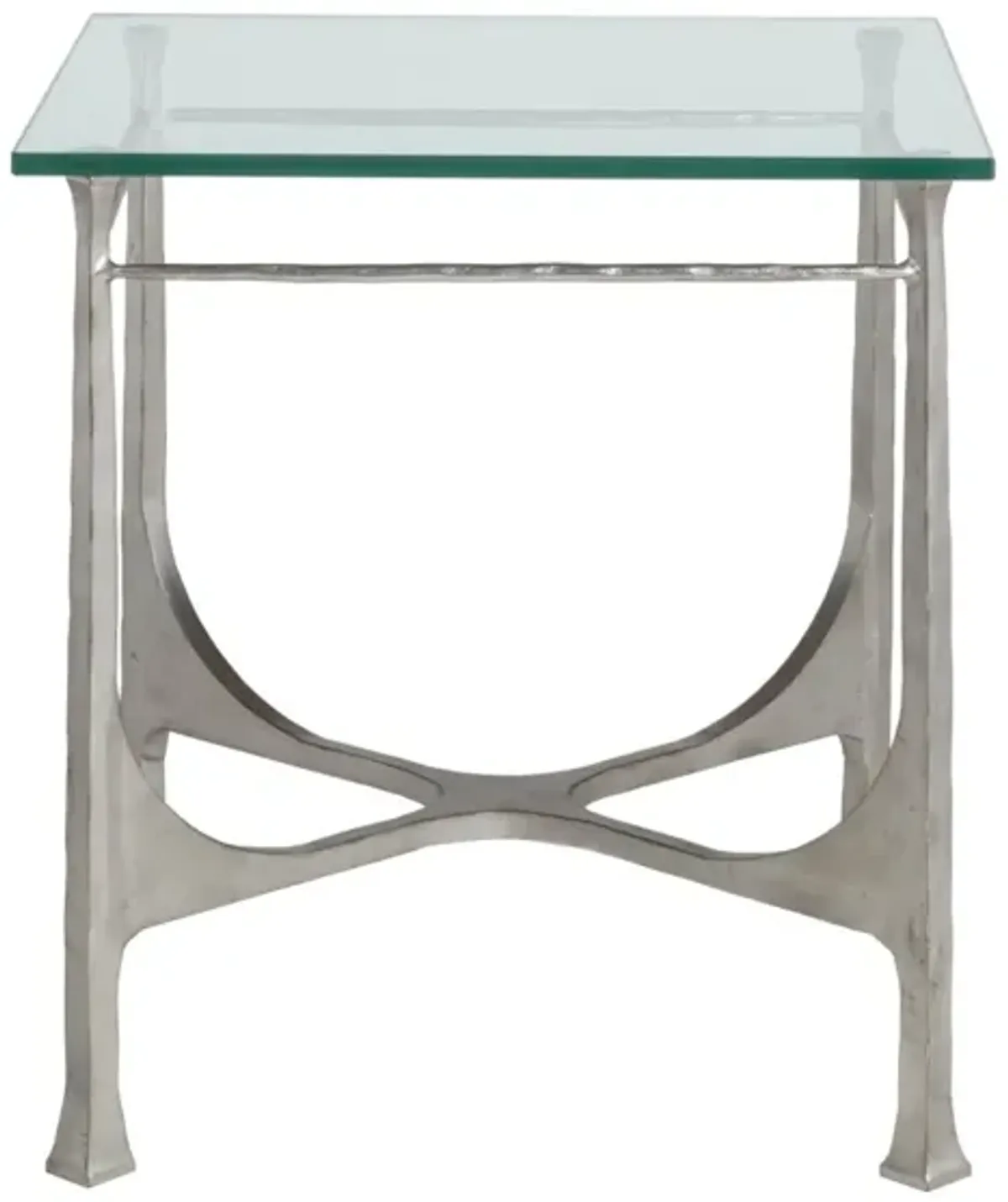 Artistica Home by Lexington Metal Designs Bruno 25 Inch Square Metal End Table Silver Leaf/Clear