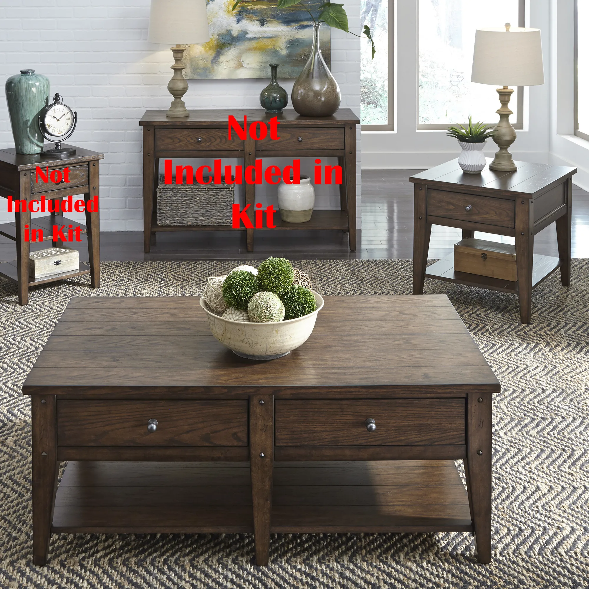 3 PIECE SET (1-COCKTAIL 2-END TABLES) - LAKE HOUSE