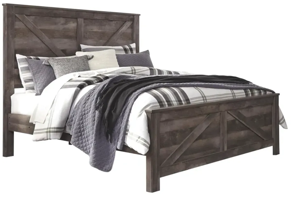 Ashley Wynnlow Gray King Crossbuck Panel Bed