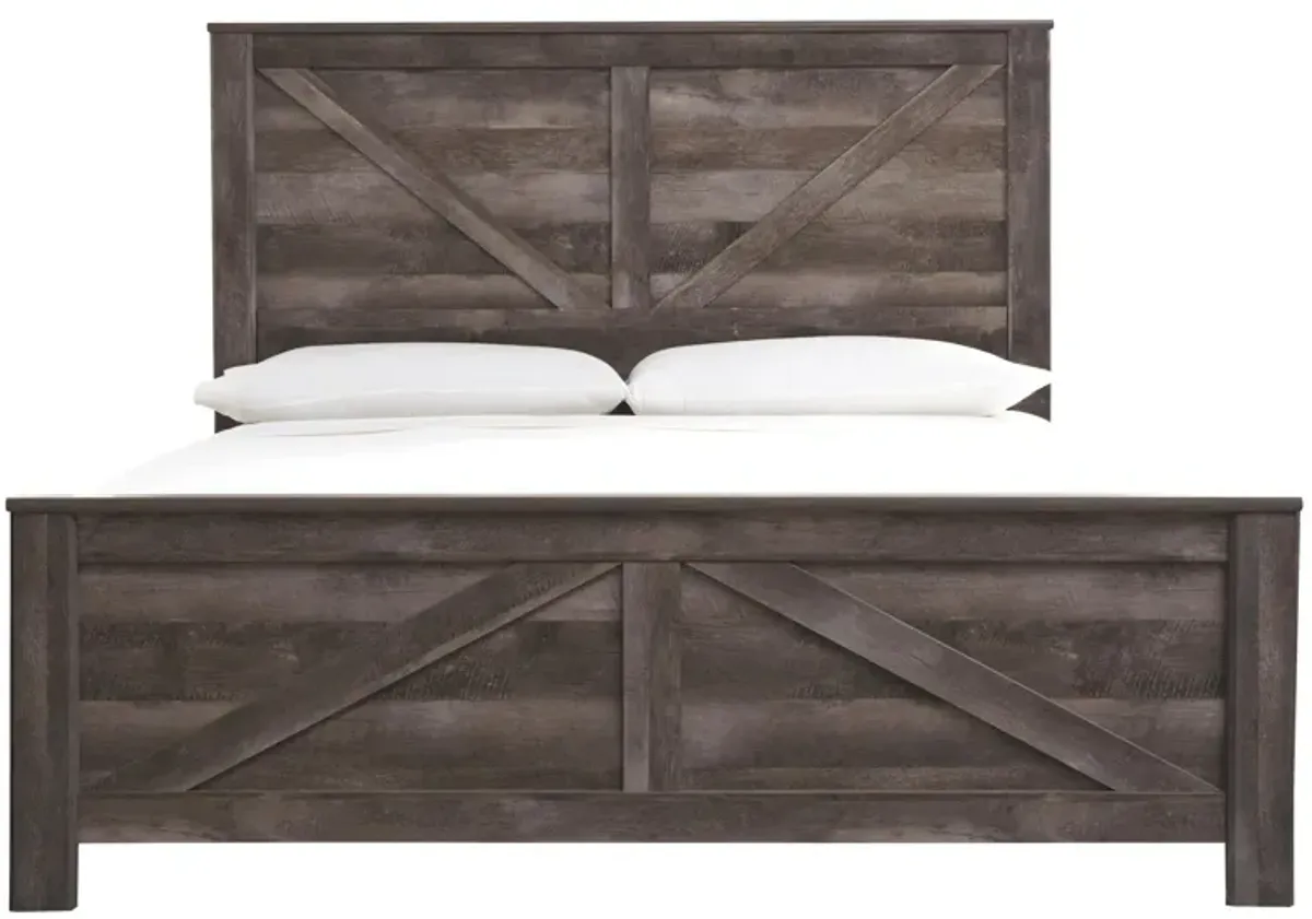 Ashley Wynnlow Gray King Crossbuck Panel Bed
