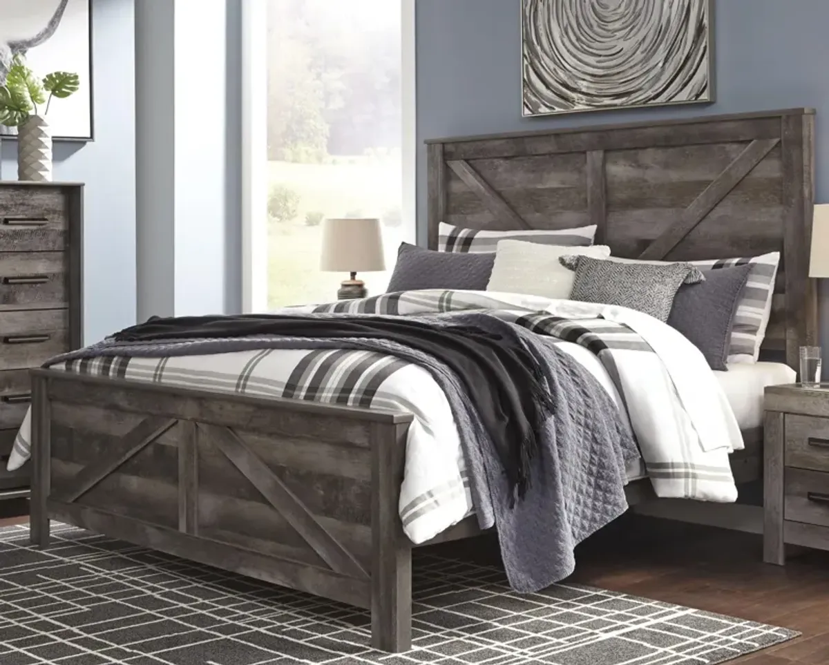 Ashley Wynnlow Gray King Crossbuck Panel Bed