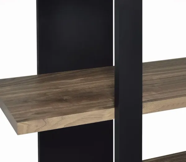Coaster Danbrook 71 Inch 4-Shelf Bookshelf Black & Aged Walnut