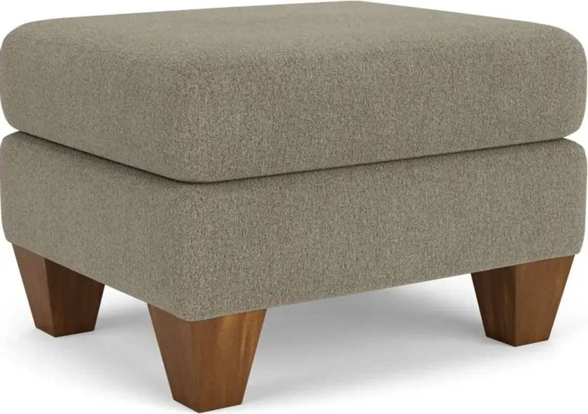 Flexsteel Moxy Dove Ottoman with Light Brown Legs