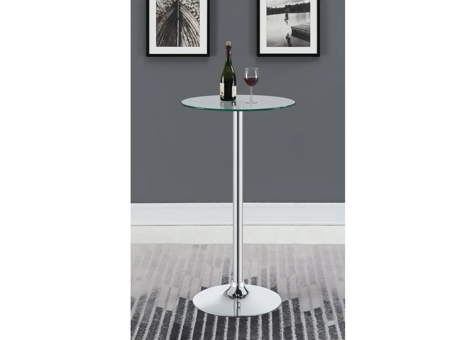 Abiline Round 24 Inch Glass Top Bistro Bar Table Chrome