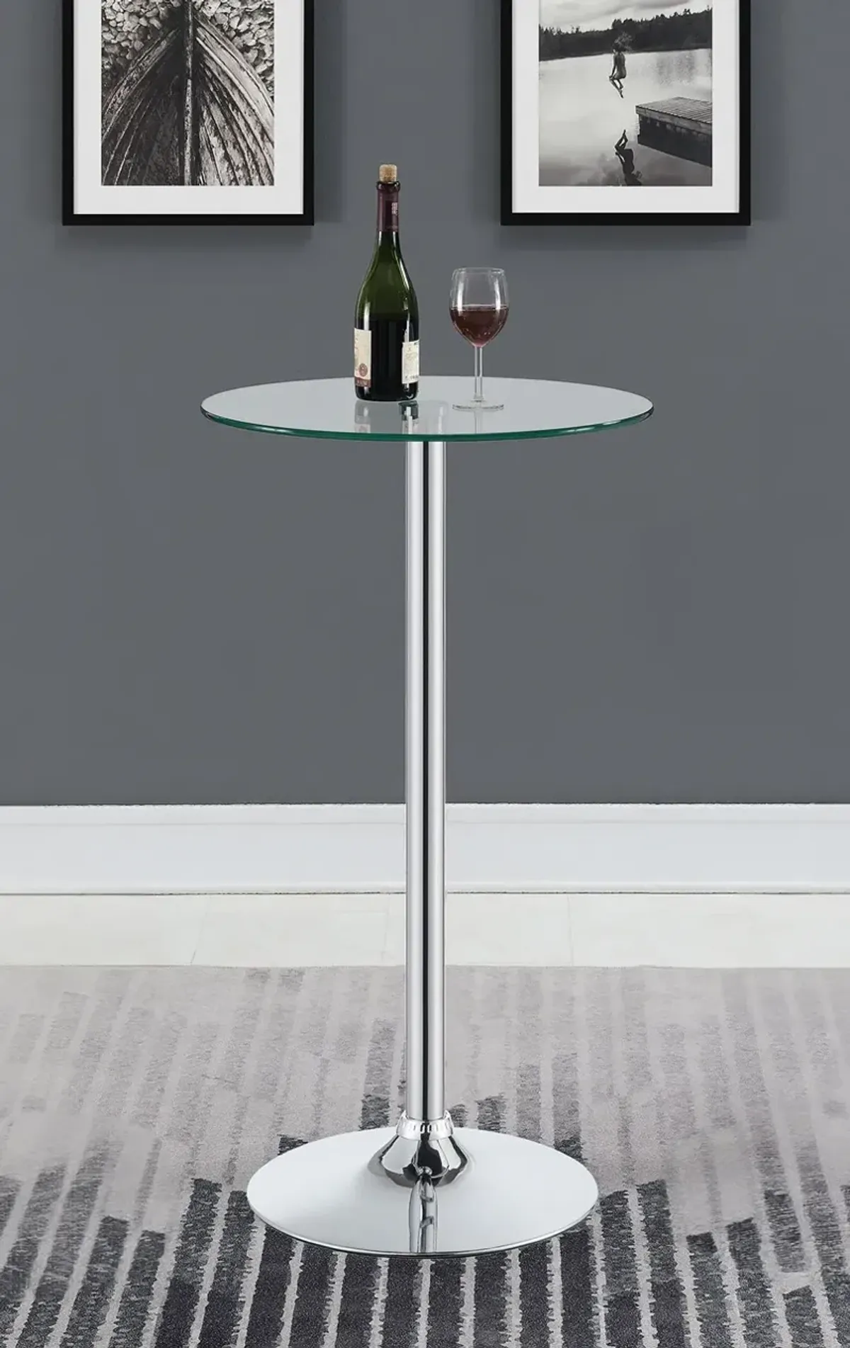 Abiline Round 24 Inch Glass Top Bistro Bar Table Chrome