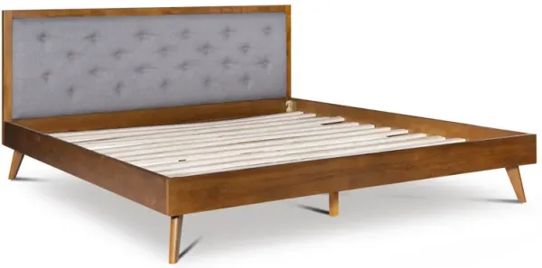 Linon Reid Mid Century Grey Platform King Bed