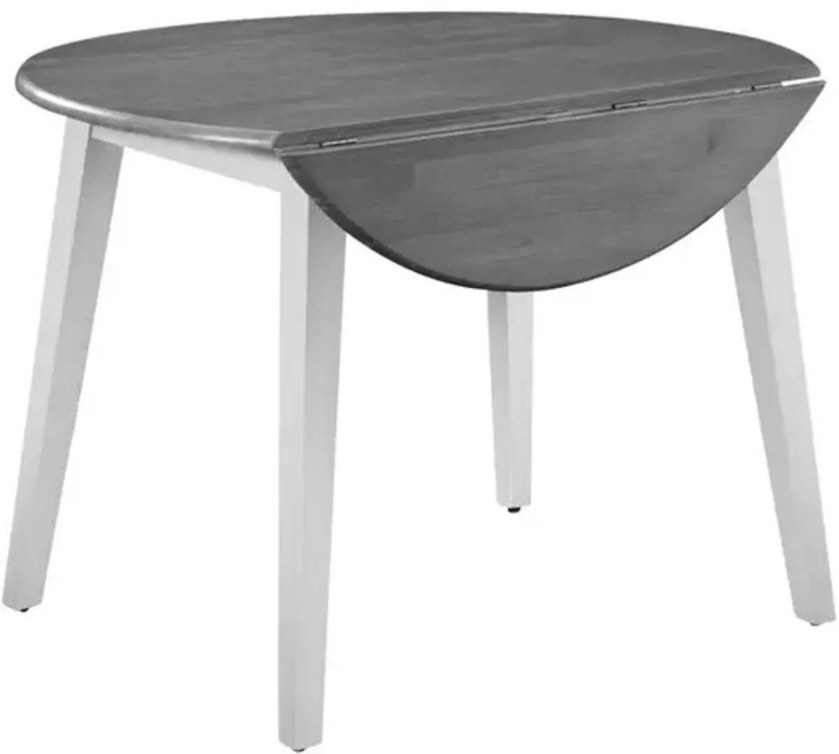 John Thomas Dining Essentials 42 Inch Round Drop Leaf Table in Heather Gray & White