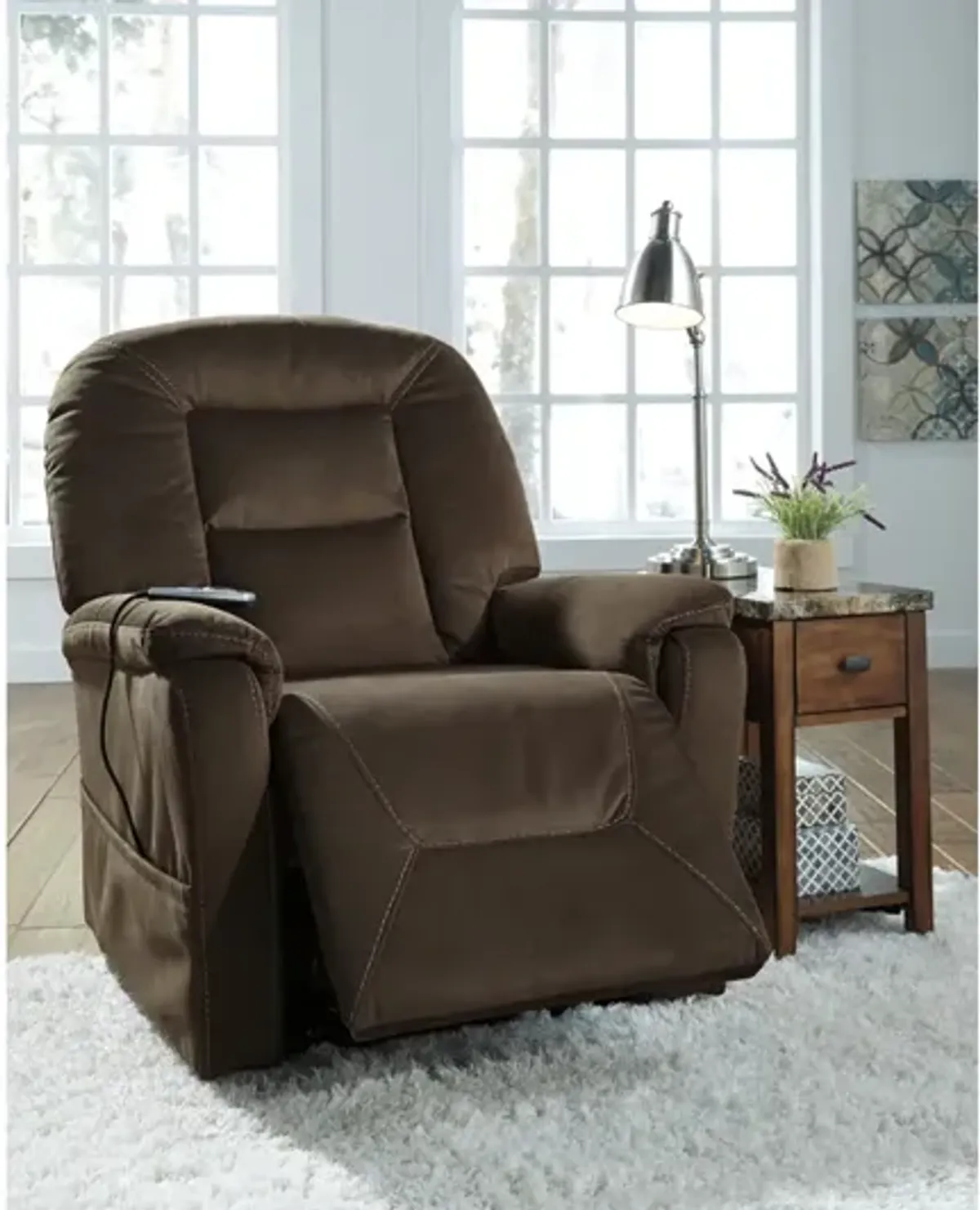 Ashley Samir Coffee Power Lift Massage Recliner