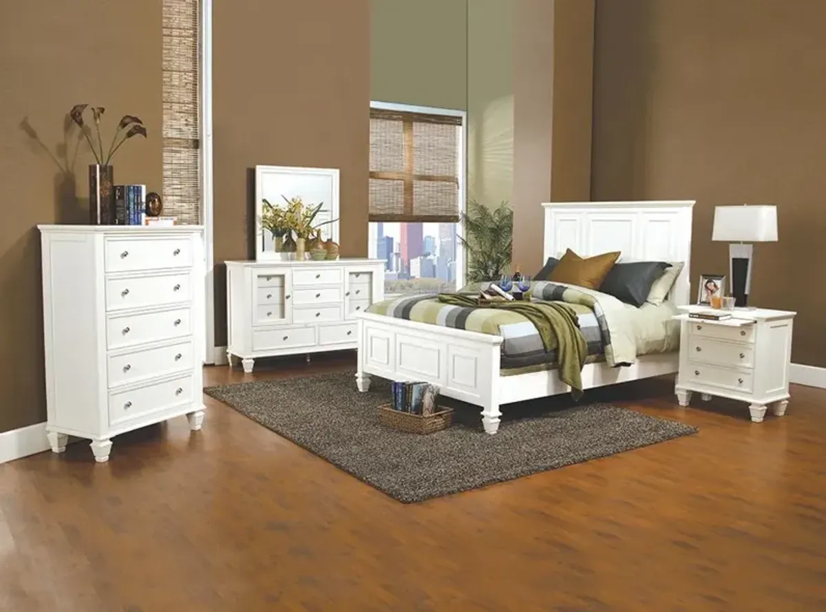 Sandy Beach Wood Queen Panel Bed Cream White