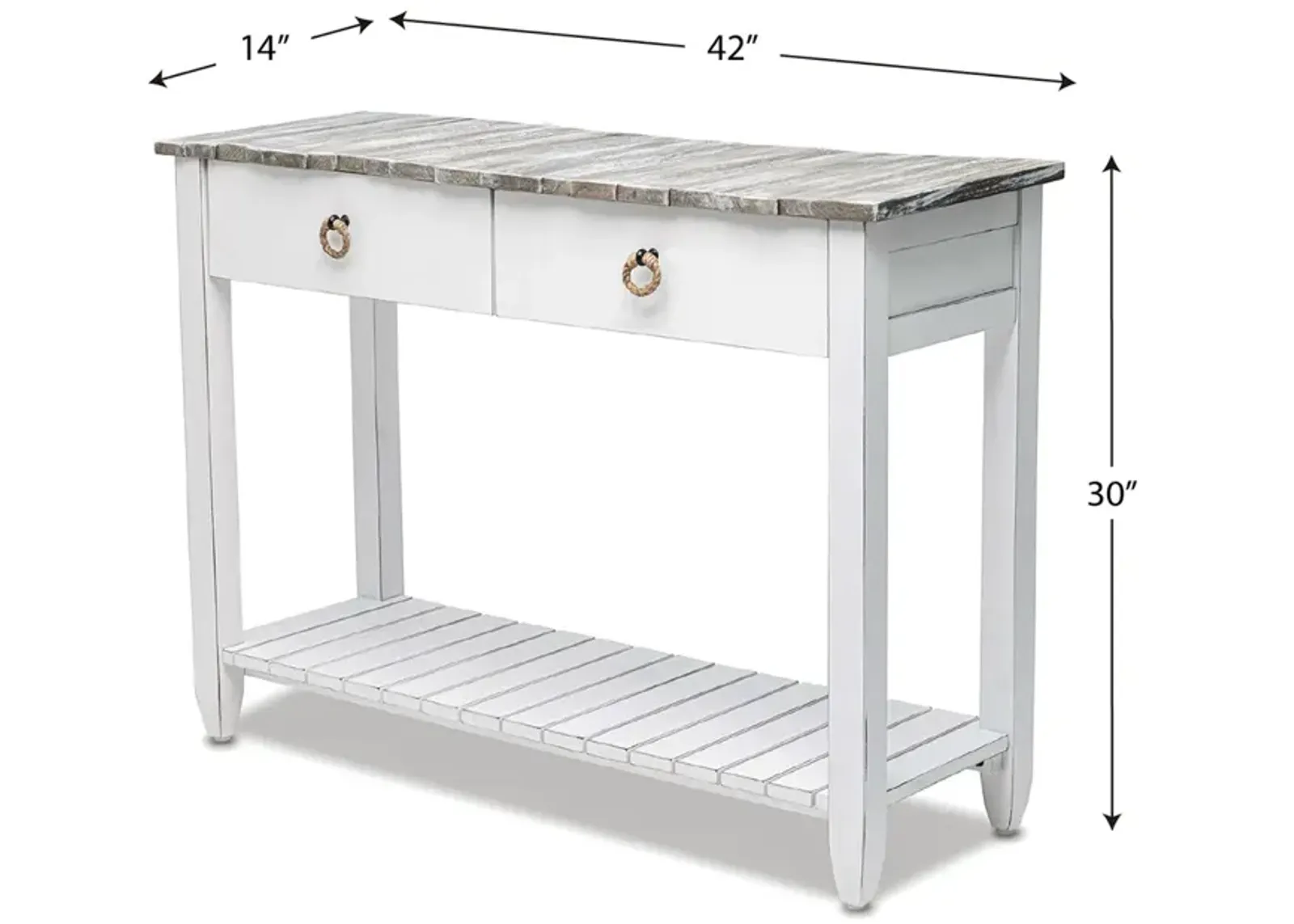 Seawinds Picket Fence Console Serving Table Grey/Blanc Finish