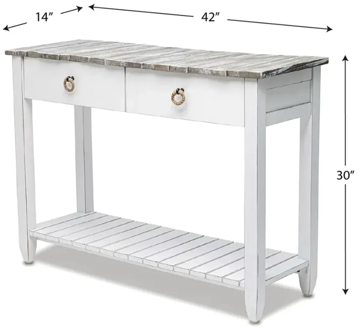 Seawinds Picket Fence Console Serving Table Grey/Blanc Finish