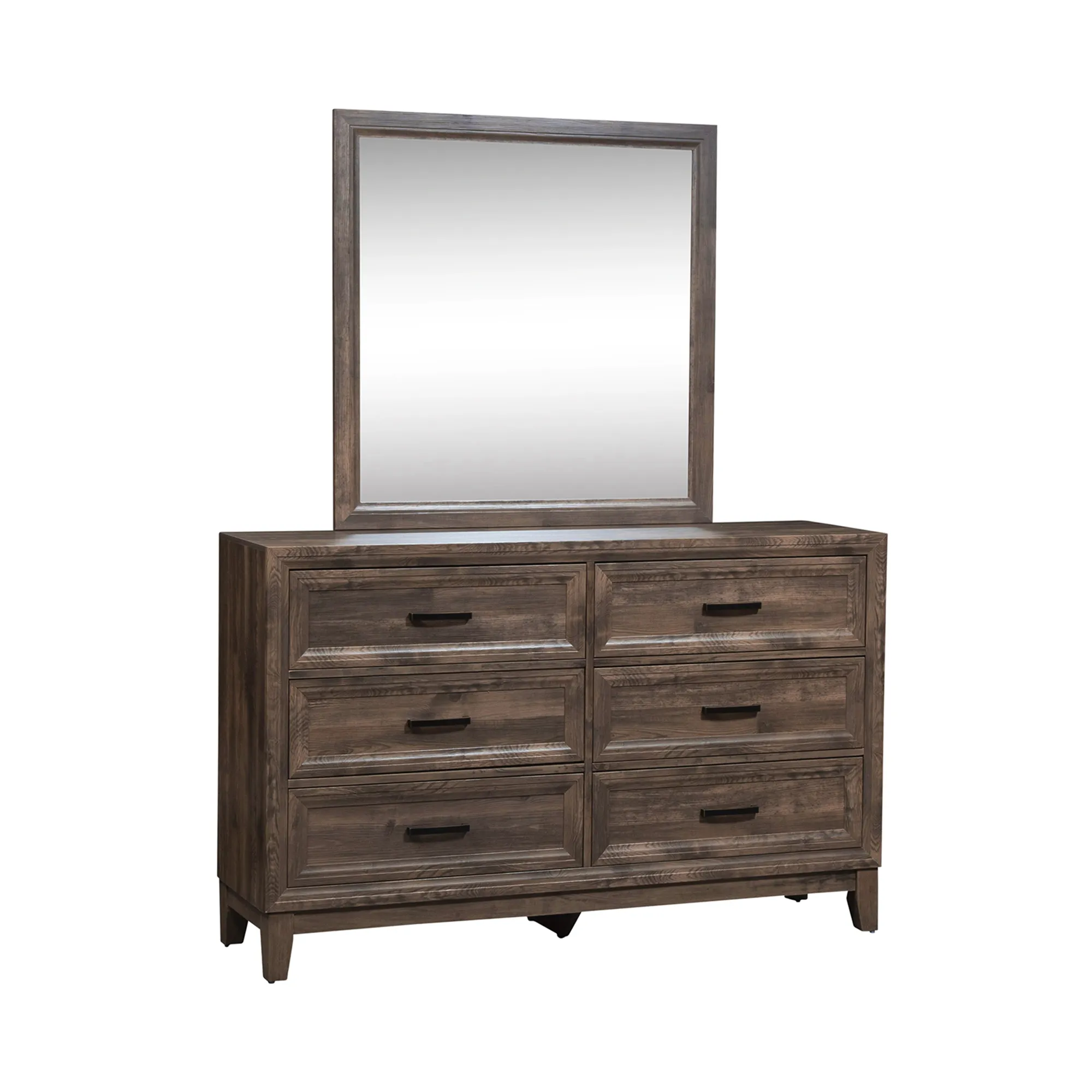 QUEEN PANEL BED DRESSER & MIRROR CHEST - RIDGECREST