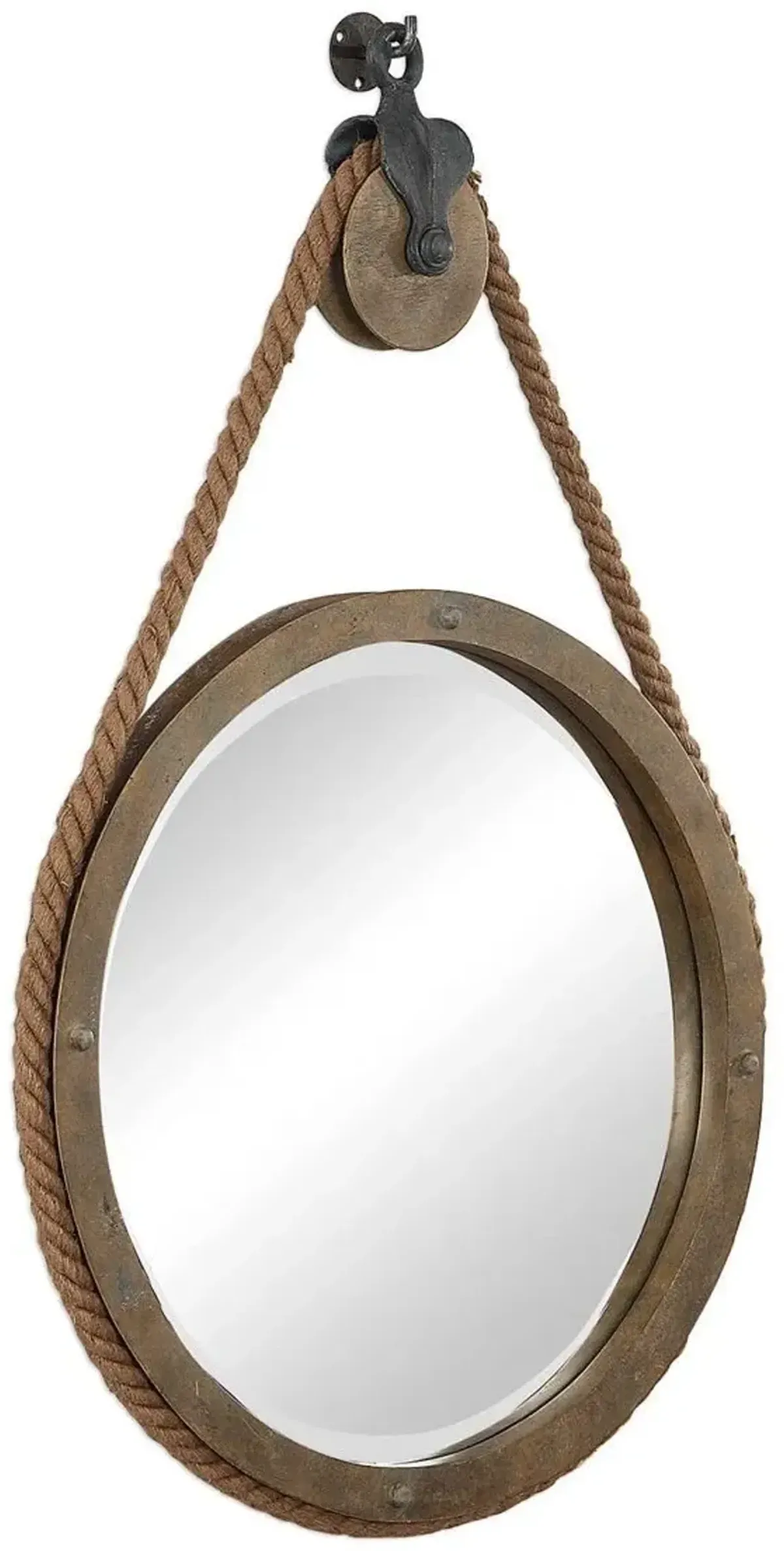 Uttermost Melton Natural Wood Round Pulley Mirror