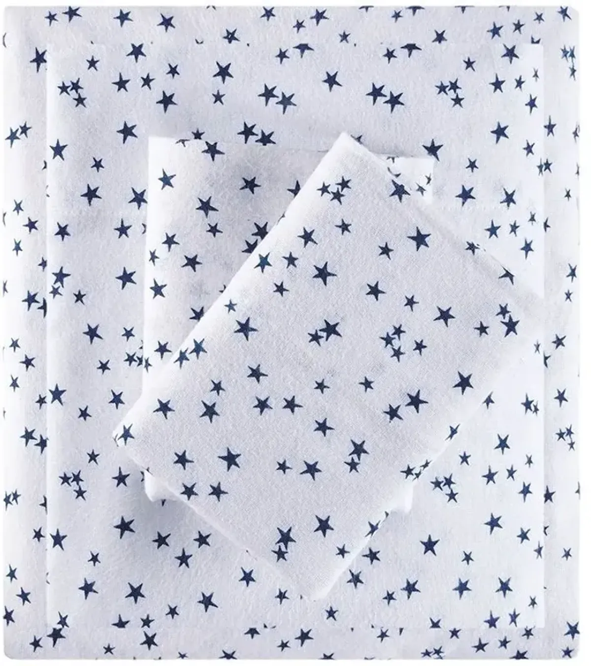 Olliix Intelligent Design Full Blue Stars Cozy Soft Cotton Novelty Print Flannel Sheet Set