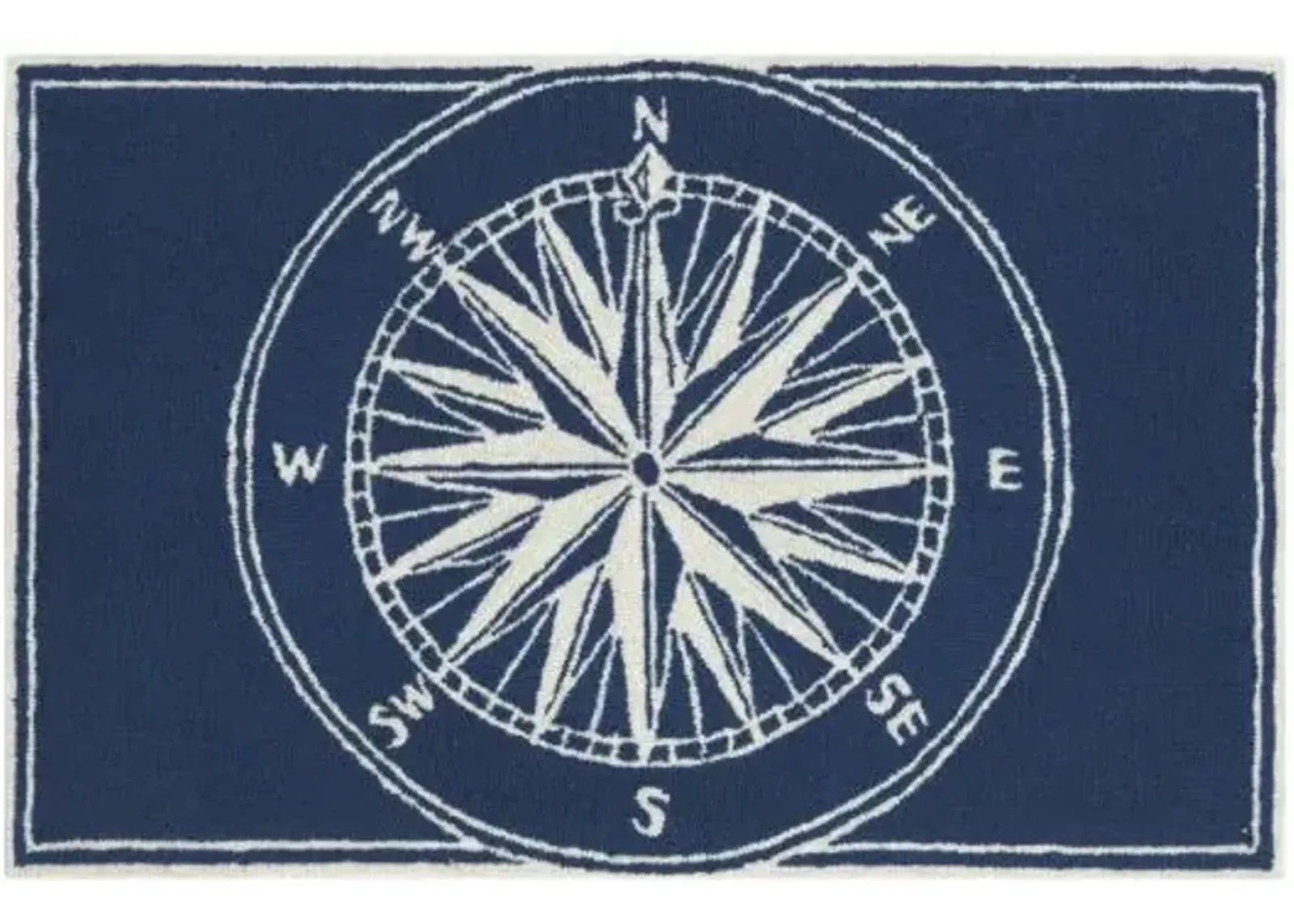 Trans Ocean Frontporch Compass Navy Doormat