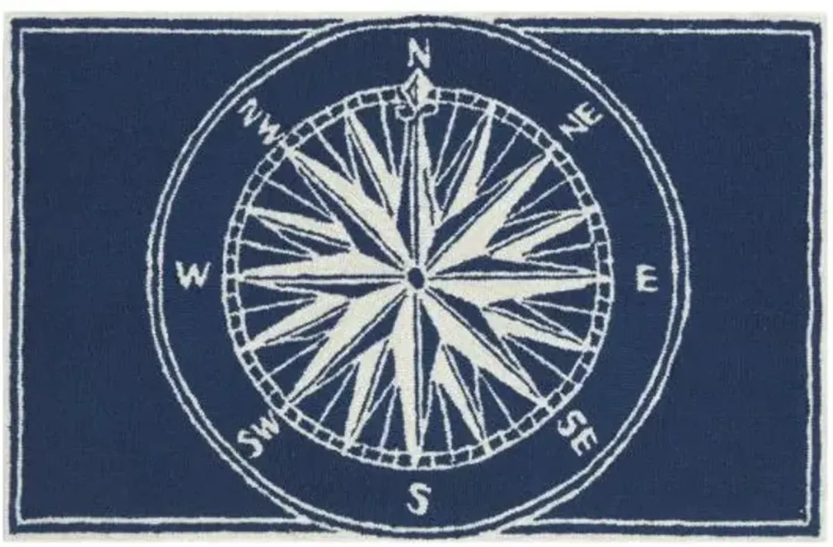 Trans Ocean Frontporch Compass Navy Doormat