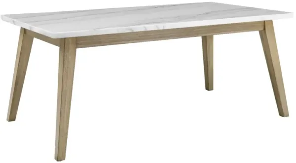 Steve Silver Vida 72-Inch White Marble Top Dining Table In Burnished Blonde