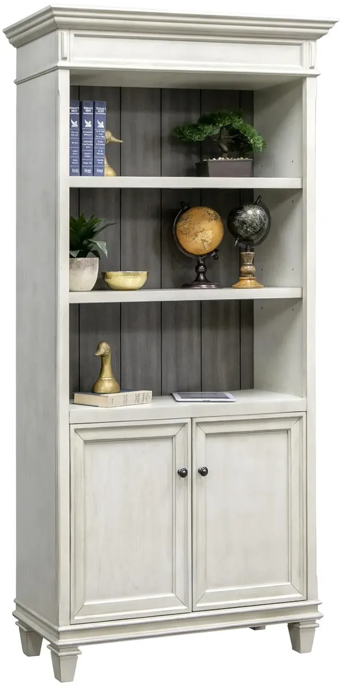 Martin Furniture Hartford Linen White 78 Inch Lower Door Bookcase