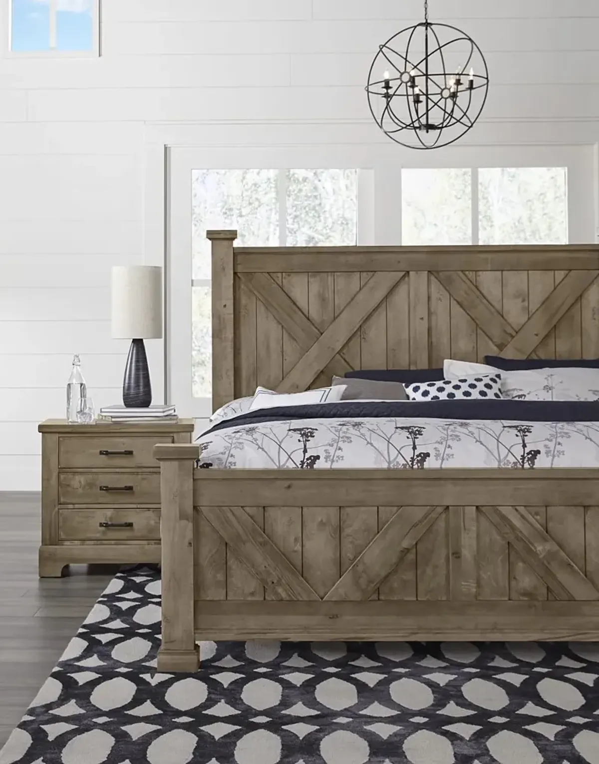 Vaughan-Bassett Cool Rustic Stone Grey X-King Headboard