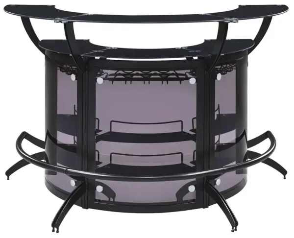 Coaster Dallas 3-Piece Curved Freestanding Home Bar Cabinet Black