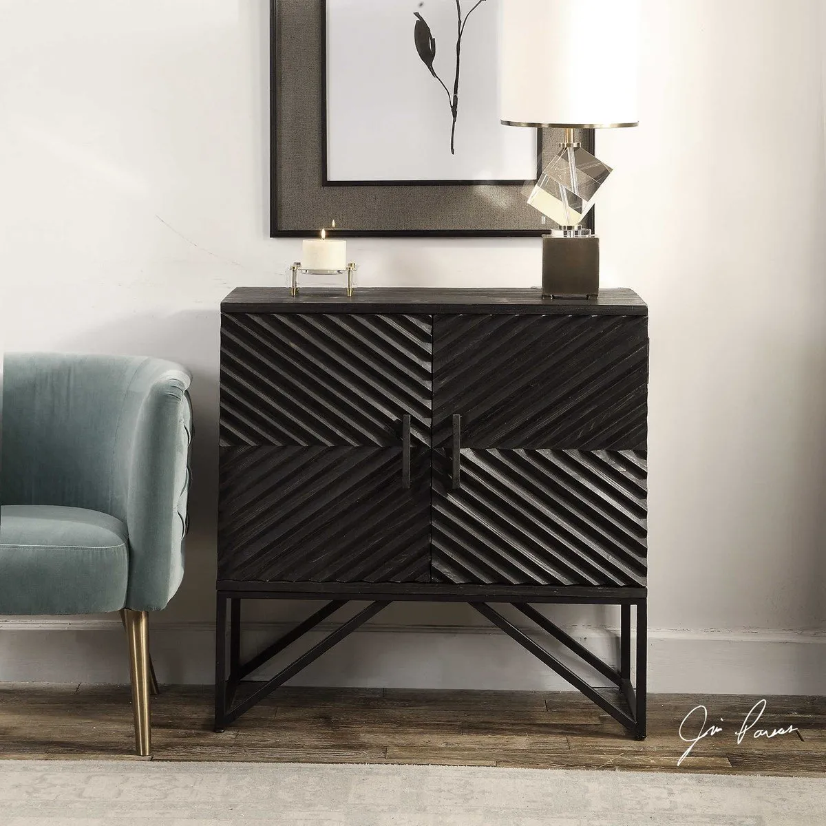 ZADIE BLACK STEEL ACCENT CABINET