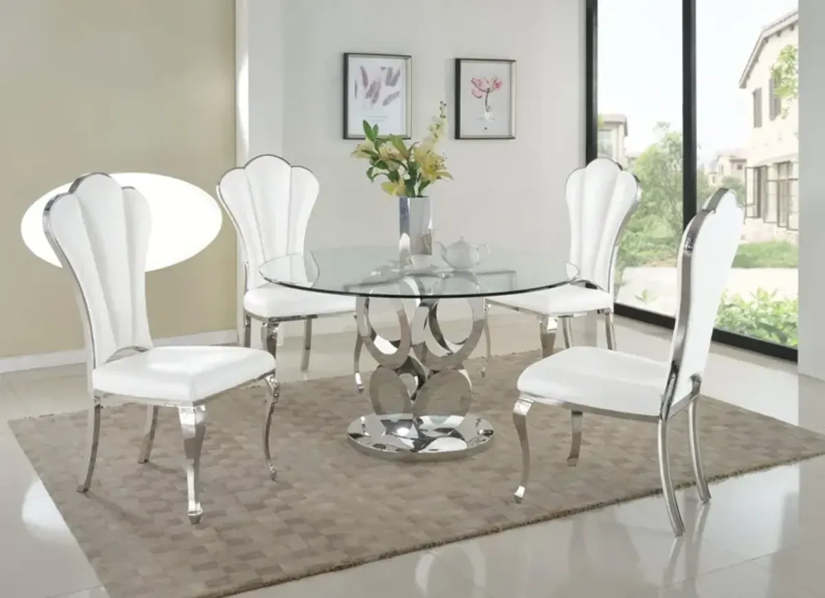 Chintaly Raegan Round Glass Top Dining Table with Steel Base