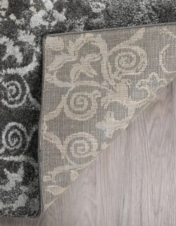 Dalyn Charcoal Elegance Floral Antigua Linen 5'X8' Area Rug with a Modern Edge