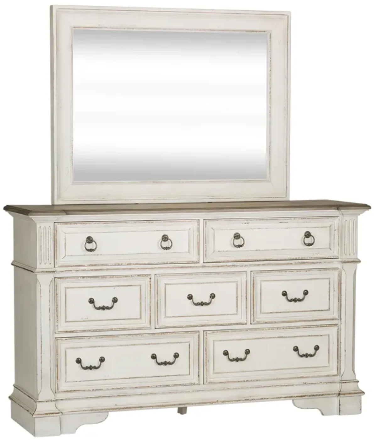 Liberty Furniture Abbey Park Antique White Dresser & Mirror