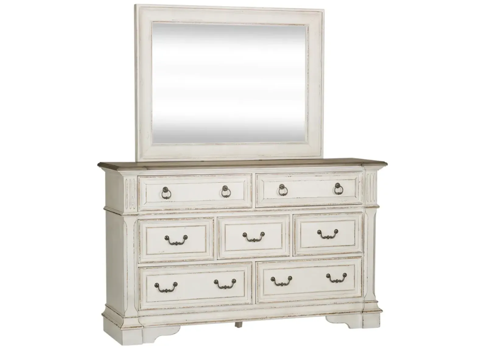 Liberty Furniture Abbey Park Antique White Dresser & Mirror