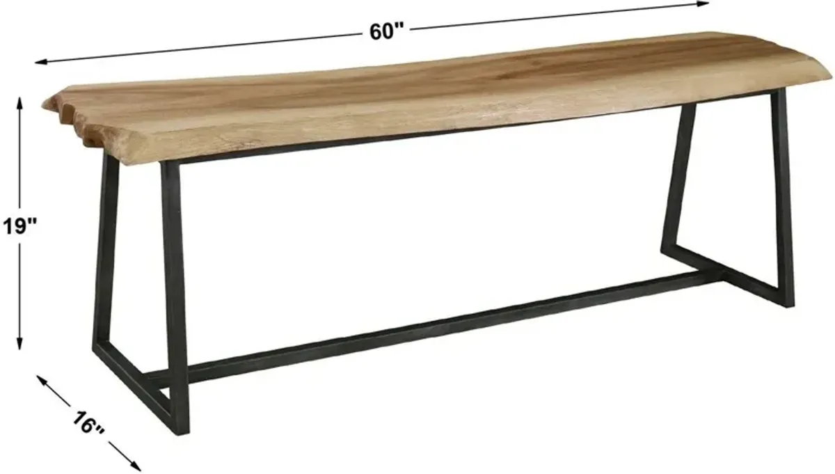 Uttermost Laurel Natural/Aged Steel Wooden Bench