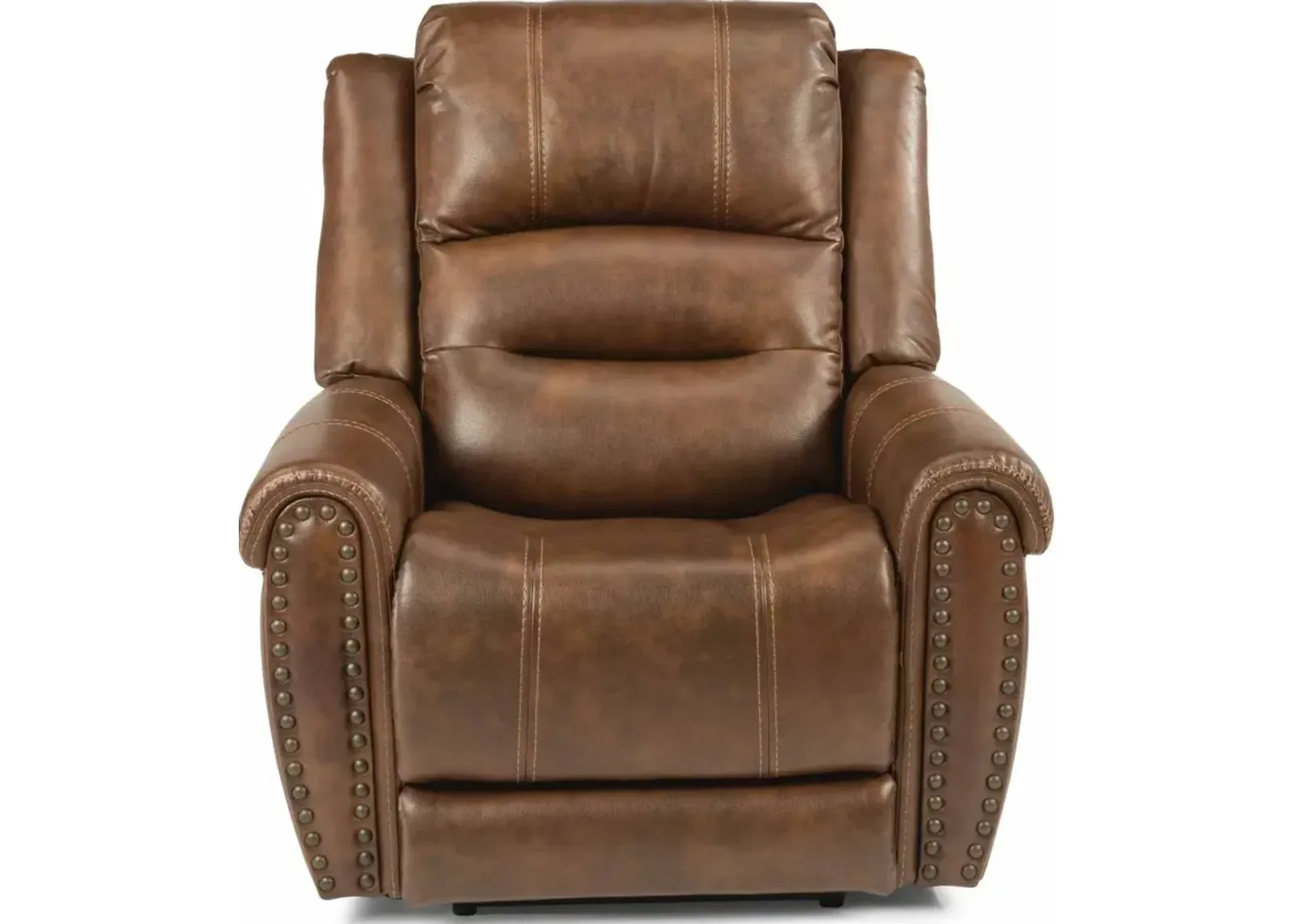 Flexsteel Oscar Brown Power Recliner with Power Headrest & Lumbar