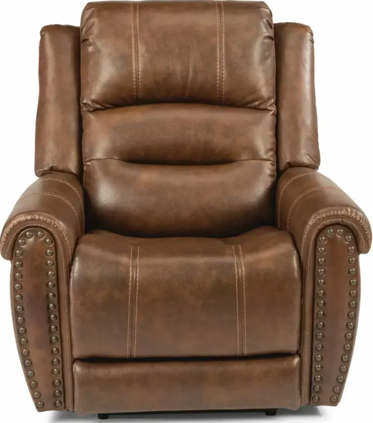 Flexsteel Oscar Brown Power Recliner with Power Headrest & Lumbar