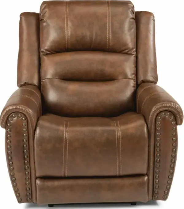 Flexsteel Oscar Brown Power Recliner with Power Headrest & Lumbar