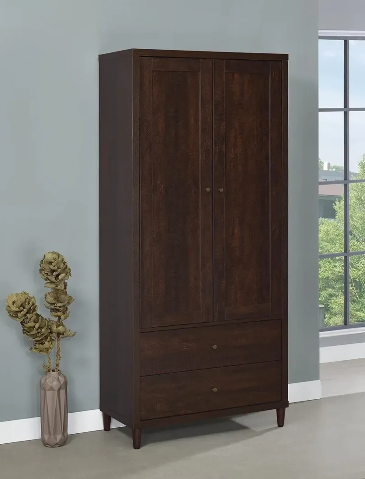 Coaster Wadeline 2-Door Tall Accent Storage Cabinet Rustic Tobacco