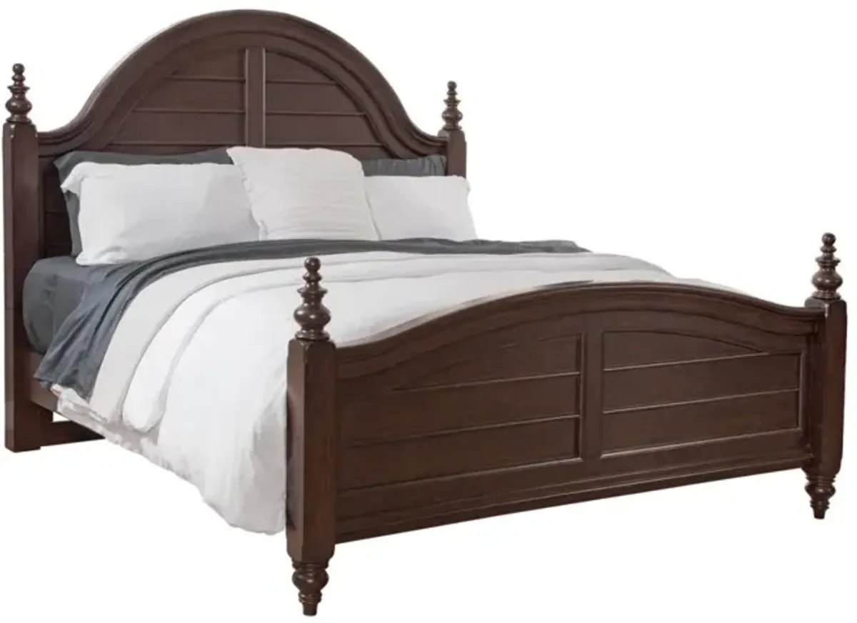 American Woodcrafters Rodanthe King Panel Bed Complete in Cherry Brunette