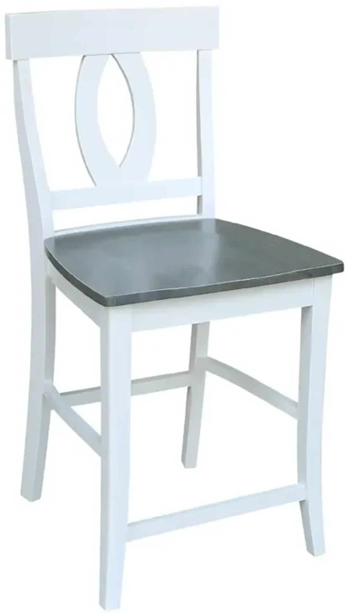 John Thomas Cosmopolitan 24 Inch Verona Wood Stool in Heather Gray & White