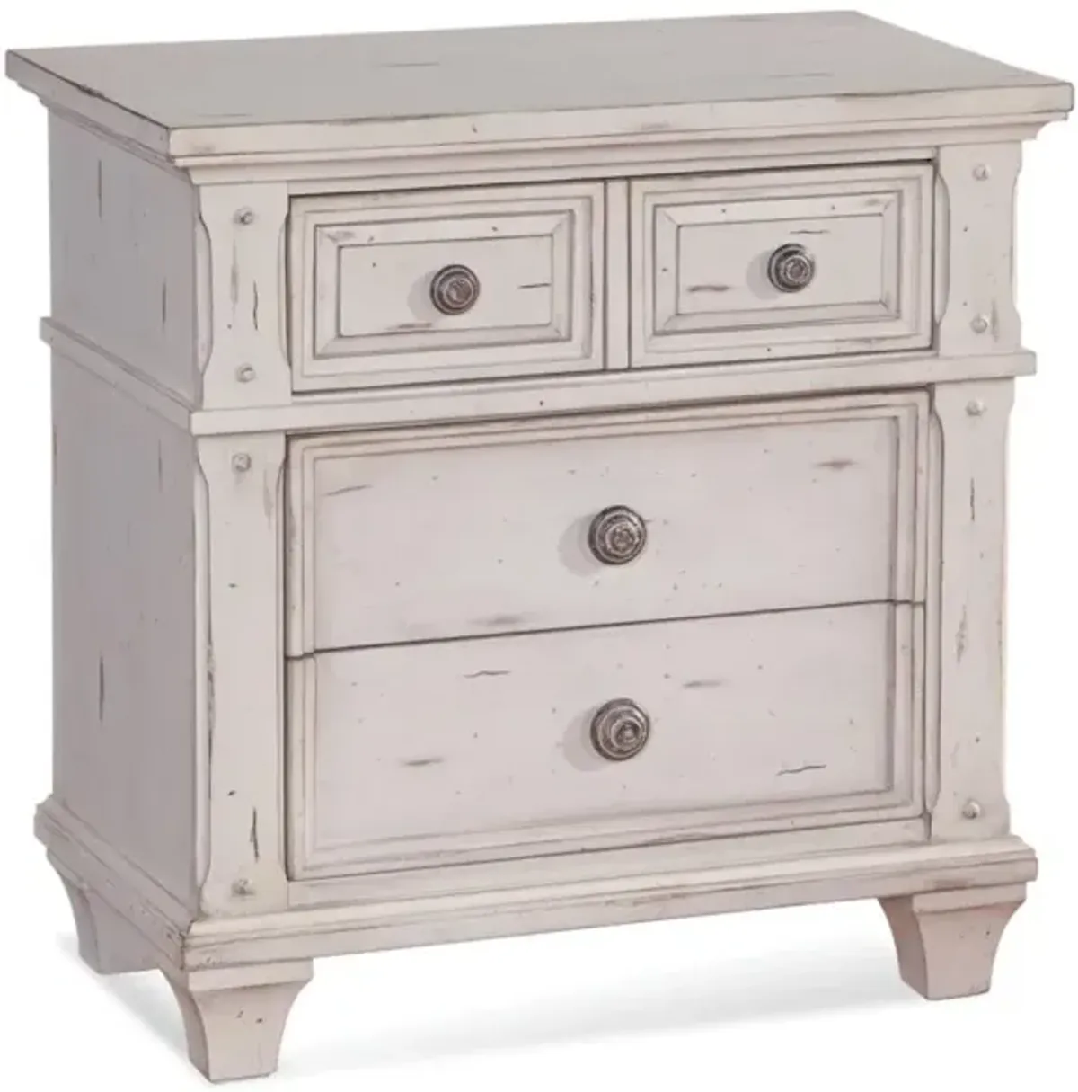 American Woodcrafters Complete Queen Bedroom Set Panel Bed, Dresser, Mirror & Nightstand Cobblestone White Sedona